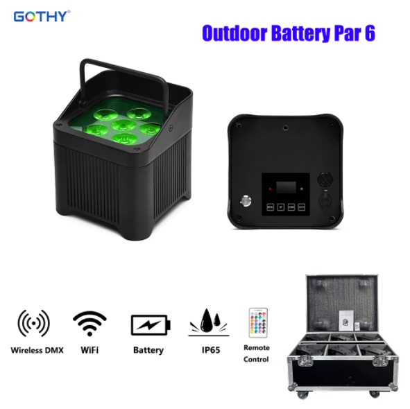 Outdoor 6x15w 6in1 waterproof led battery par light Rgbwauv Wedding Uplight